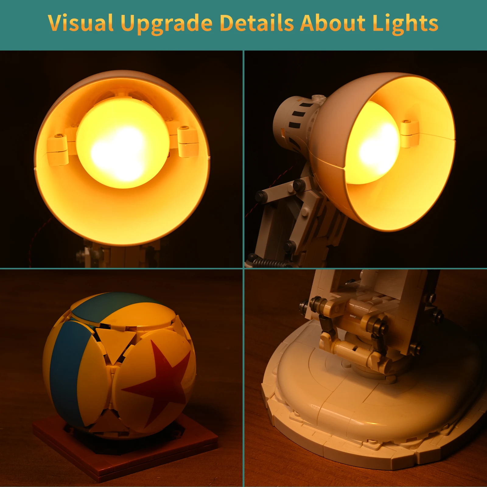 BYB LED-Lichtset 21357, geeignet für Luxo Jr. Bausteine, DIY-Lampenspielzeug (Baukasten nicht im Lieferumfang enthalten) – Detail 3