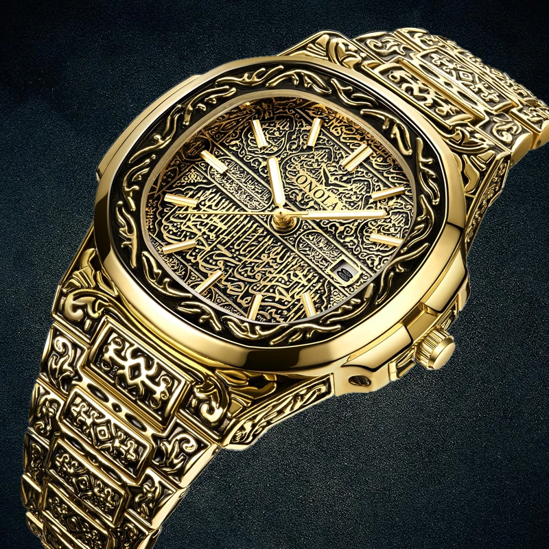 luxury gold watch men brand ONOLA fashion Steel waterproof golden watches man olock Reloj Hombre