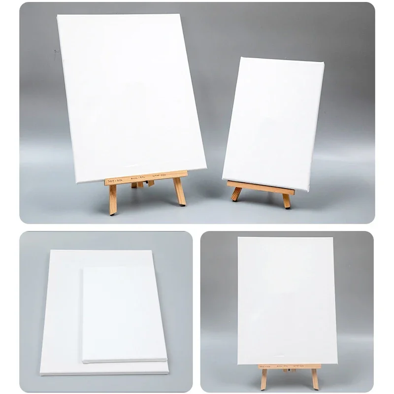 5pcs White Blank Square Artist Canvas Wooden Board Frame Cotton Artist Canvas Boards for Oil Painting Acrylic Watercolor image 2