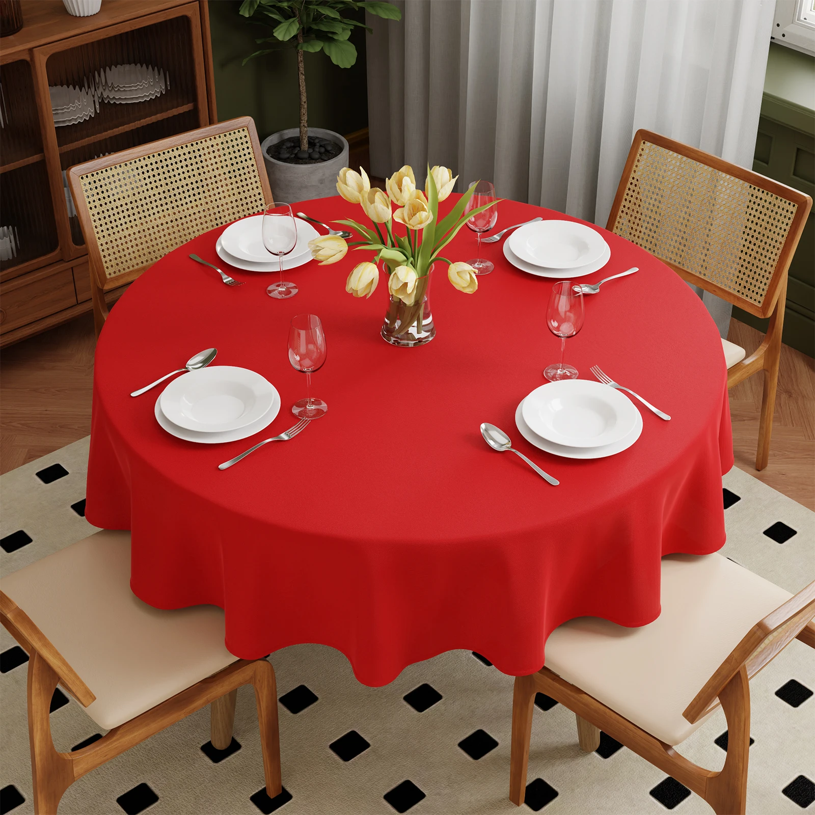 Wedding Round Tablecloth Washable Table Cloth Decorative Table Cover Indoor Holiday Home Christmas Party Picnic Dining Room