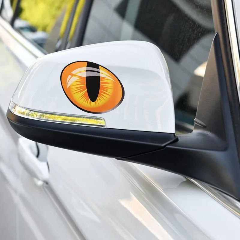 2 قطعة ثلاثية الأبعاد عيون ستيريو ملصقات سيارة مرآة الرؤية الخلفية السيارات قوية عاكس محاكاة عيون القط ملصقات مقاومة للماء اكسسوارات السيارات