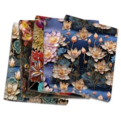 50*145cm 3D Style Print Lotus Flower Polyester Cotton Fabric Tissue Sewing Quilting Fabrics Needlework DIY Handmade Curtain