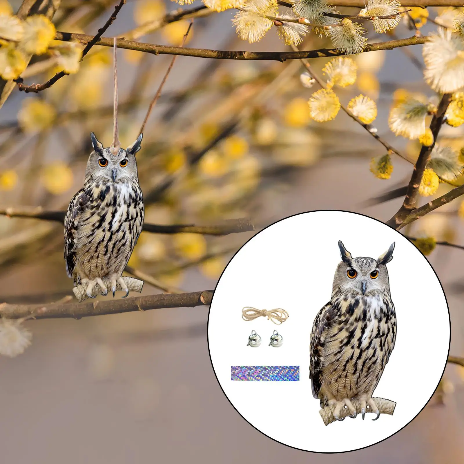 Fake Owl Ornament PP Bird Scarecrow Garden Decor Realistic Owl Decoy Figure for Outdoor Farmyard