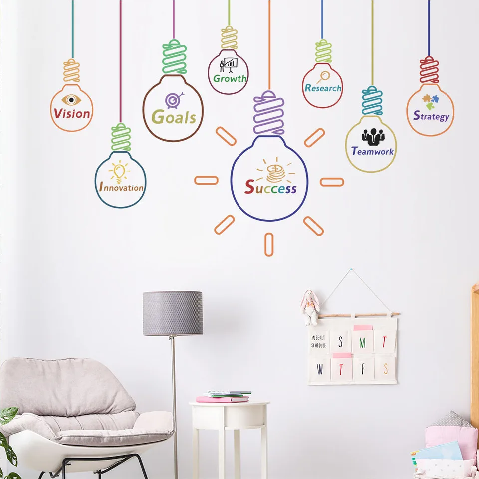Colorful Letter Simulation Pendant Light Wall Stickers Are Interesting Home Decorations Used For Living Room And Bedroom