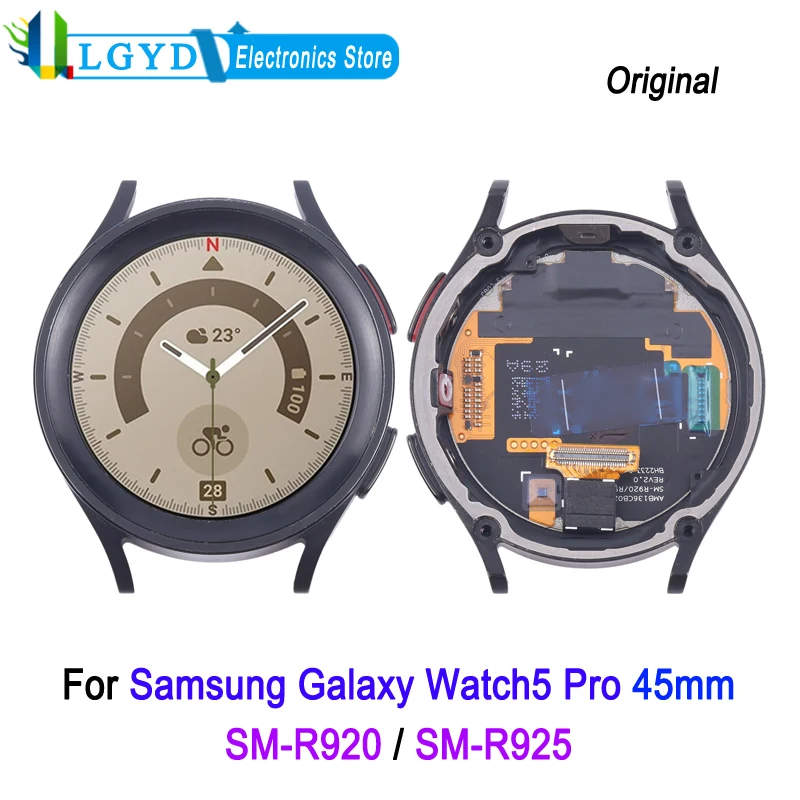 1.4-inch Super AMOLED Screen For Samsung Galaxy Watch5 Pro 45mm SM-R920 / SM-R925 Watch Display with Frame Full Assembly Part