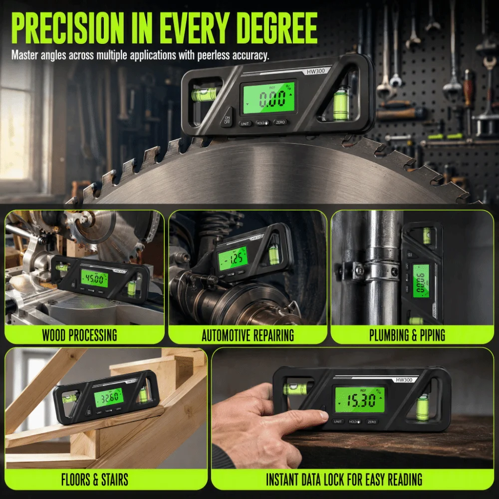 LCD Backlit Display Digital Level Zero Calibration High Precision Magnetic Angle Meter 2 in 1 Design