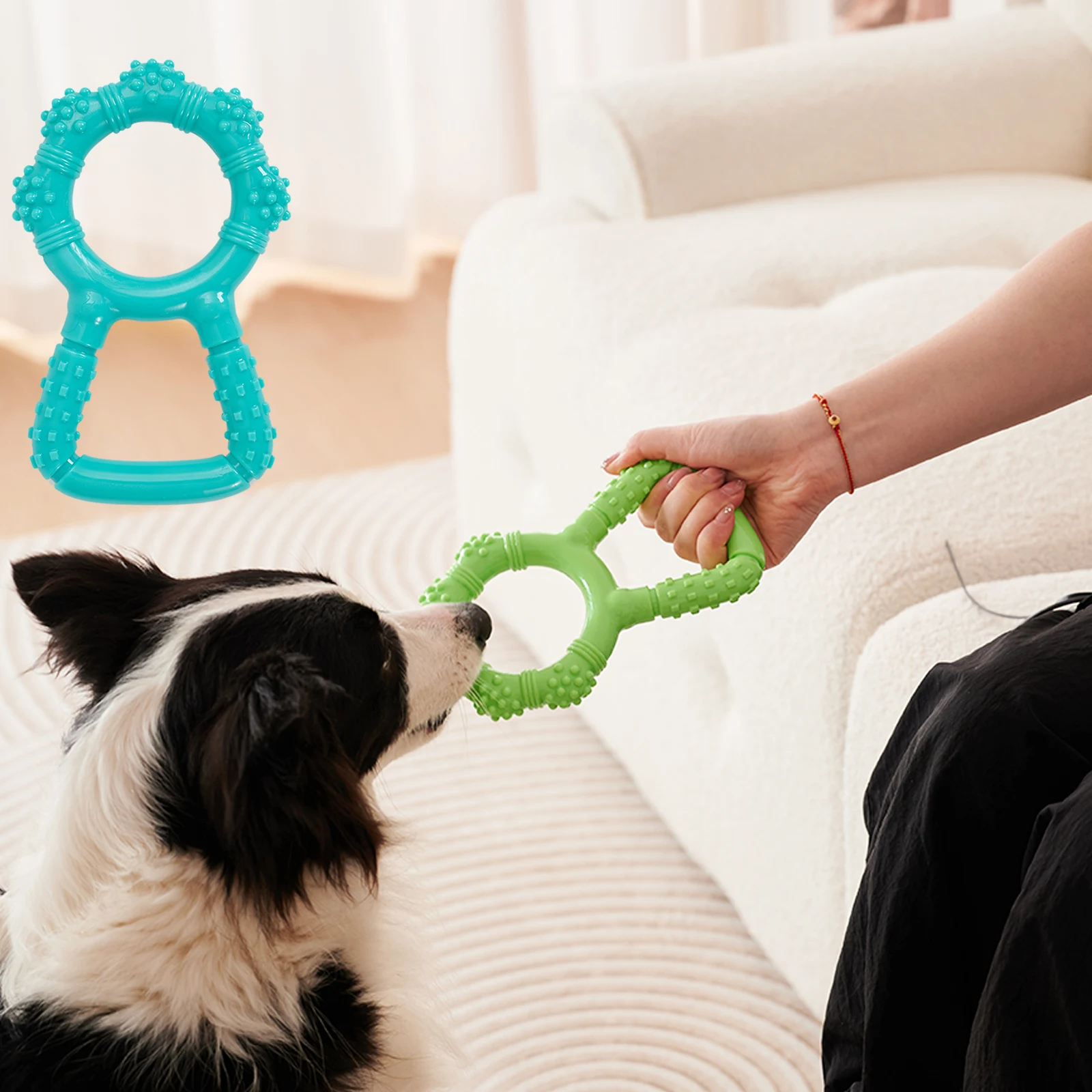 Juguetes Indestructibles para Perros Mordedores Agresivos, Anillos de Dentición para Cachorros, Juguete Interactivo para Perros