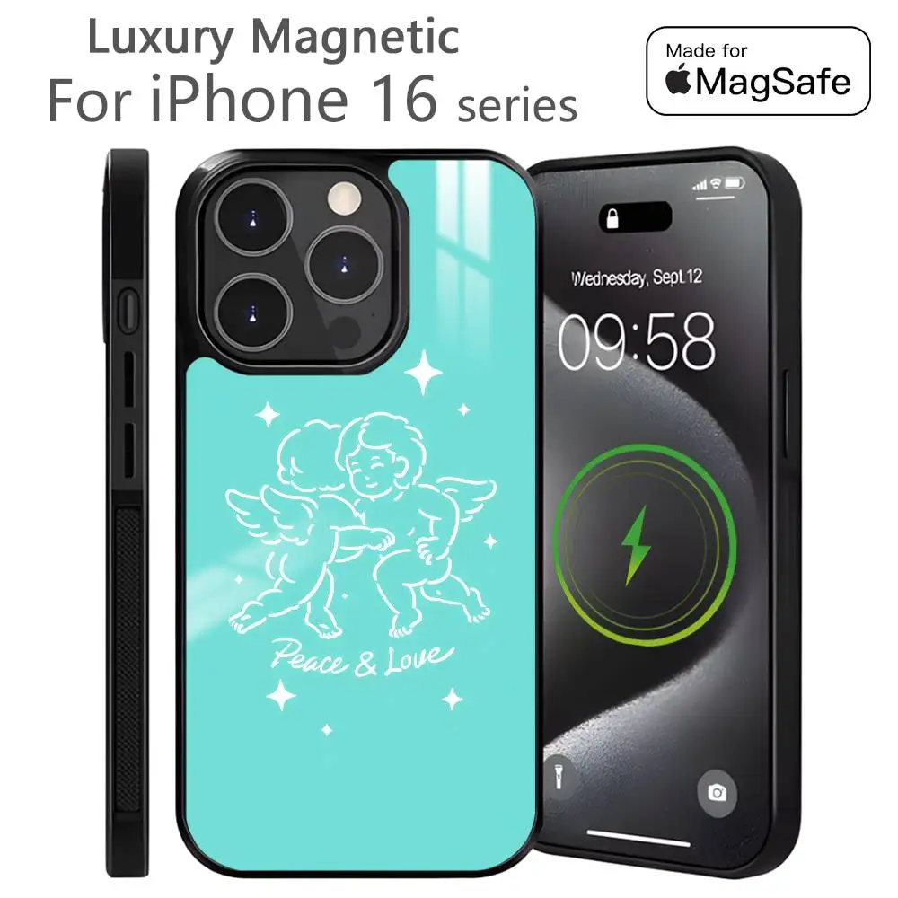 เคสโทรศัพท์ INS Luxury Angle สำหรับ iPhone 17 16 15 14 13 12 11 Pro Max Plus Mini รองรับ Magsafe แม่เหล็กไร้สาย พร้อมกระจก