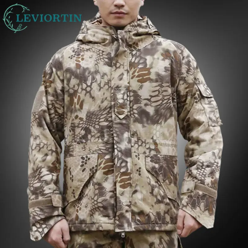 Men Winter Tactical  Soft Shell Jacket Camouflage Outdoor Coats Thick Warm Fleece Inside Jacket Waterproof Windbreaker Outwear