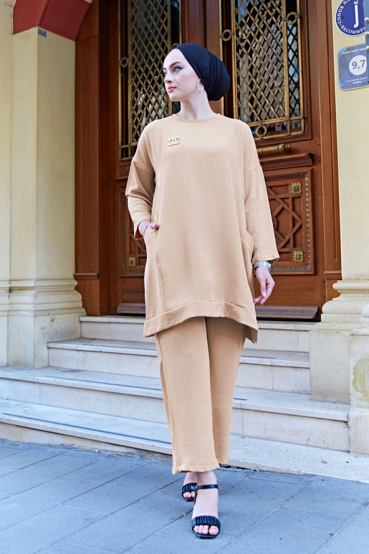 Traje doble kombina para mujer, vestido musulmán, hijab musulmán, conjunto de abaya con abayas, 2021