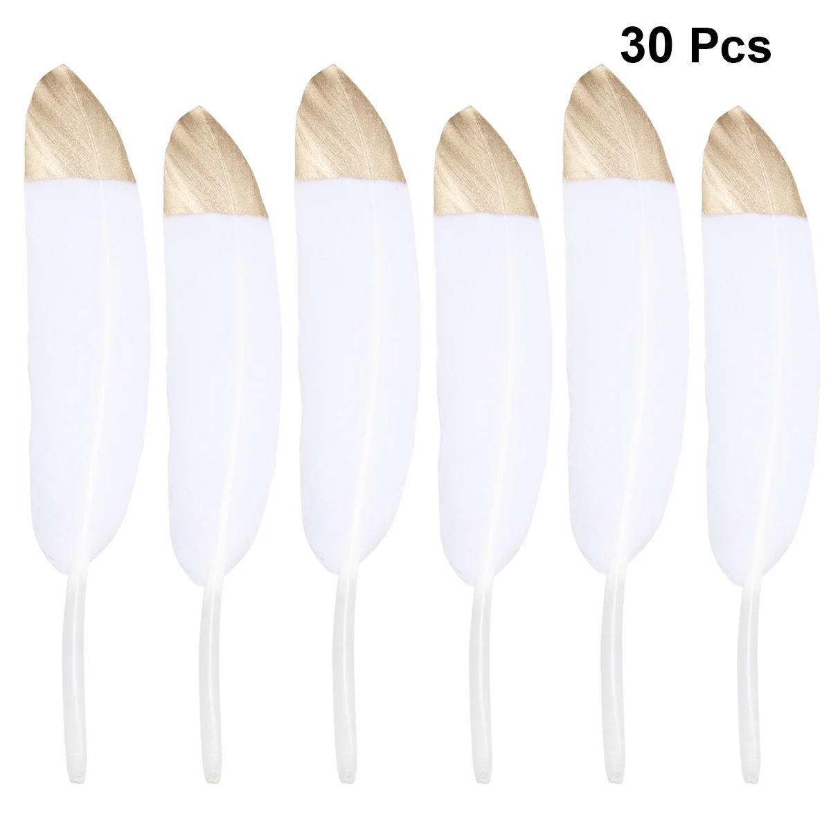 30pcs Golden Dipped Natural Beautiful Goose Golden Painted Tips for DIY Craft Wind Chime Making