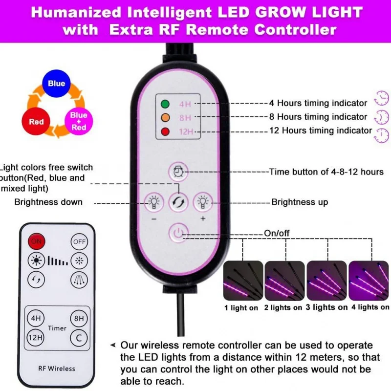 3/4/5 Head Energy-Saving Full Spectrum Imitation Sunlight Three-Leg Base Floor Stand Indoor Plant Growth Light