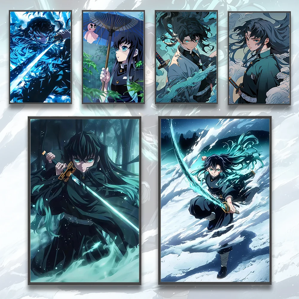 

Hashira Muichiro Tokito Demon Slayer Anime Self-adhesive Poster Wallpaper Figures Home Decoration Painting Bedroom Decor Gift