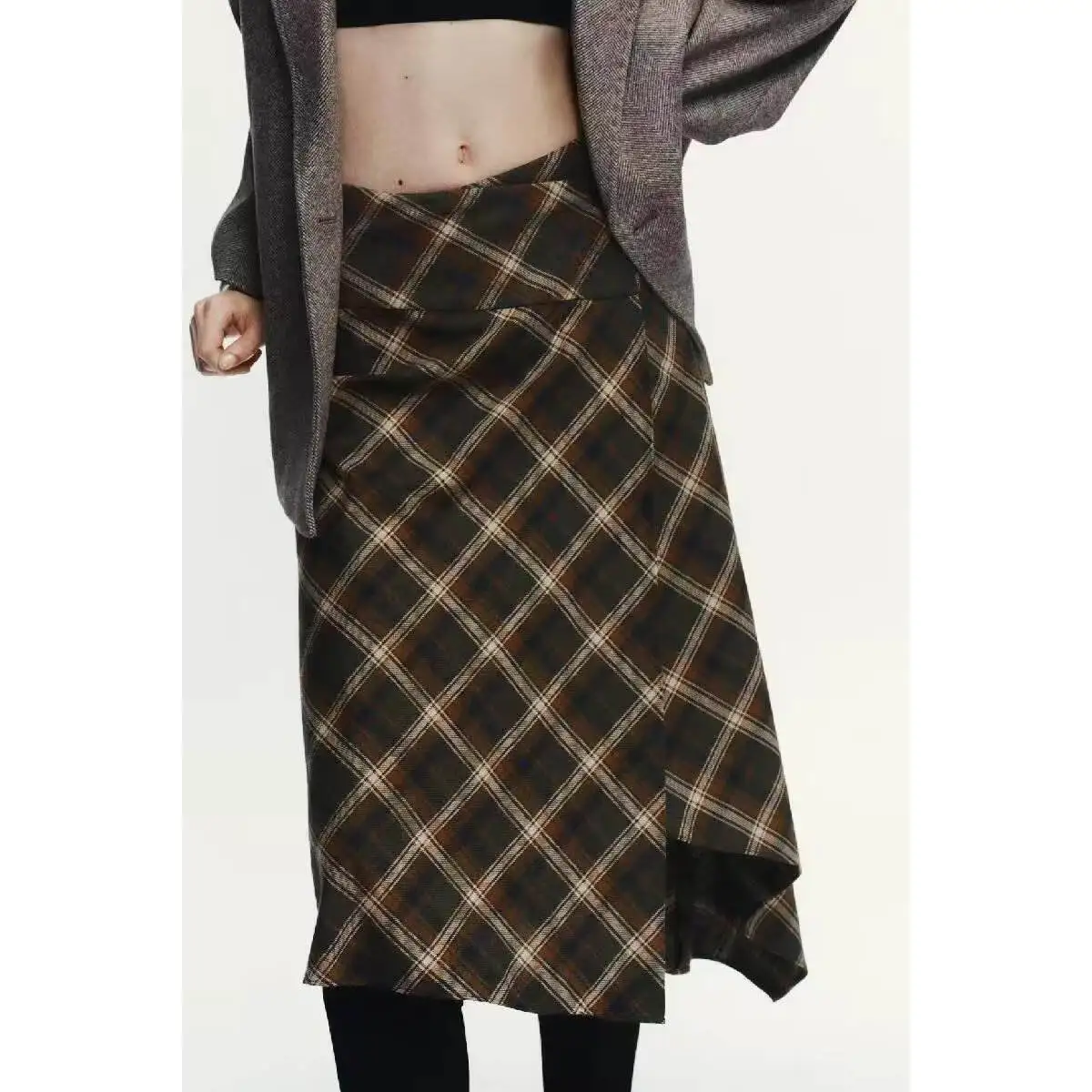 Faionable Cheered Mid-Waist Casual Skirt Women's Autumn Winter New Arrival ZR Sle Ci Commute Polyester Fiber H-Line A...