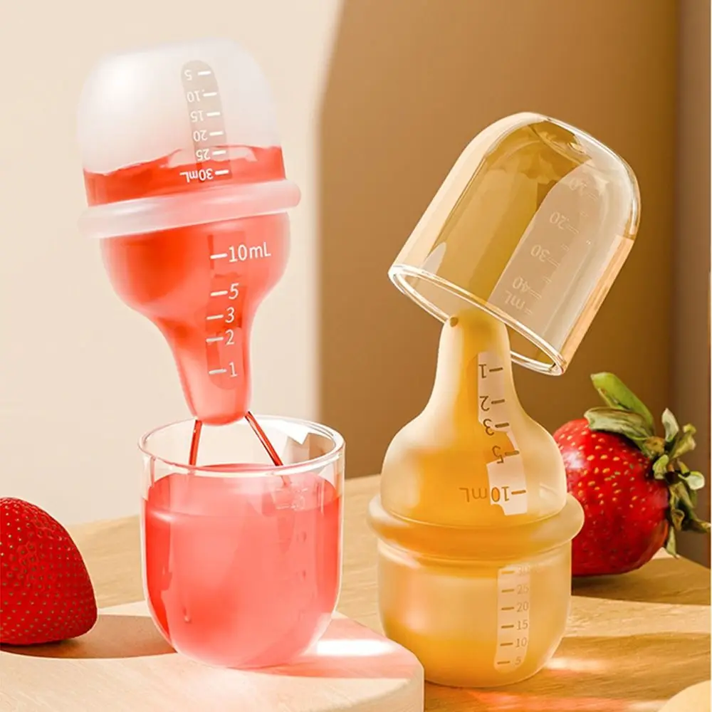

Slow Flow Nipple Silicone Baby Bottles with Scale Heat-resistant Food Squeeze Feeder BPA-free Anti-vomiting