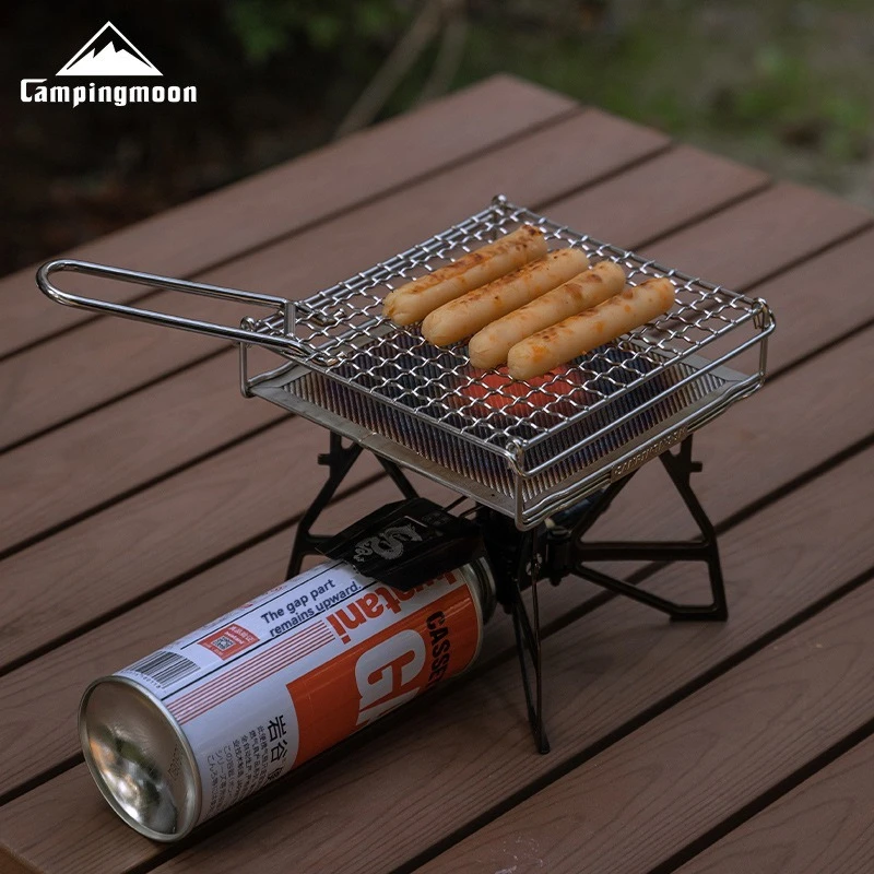 

CAMPINGMOON US-1615 Portable Stainless Steel Grilling Net Folding for Small Gas Stove Outdoor Camping Evenly Baked Food