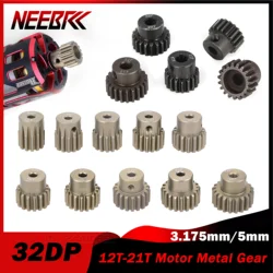32DP 3.175mm/5mm 12T 13T 14T 15T 16T 17T 18T 19T 20T 21T Aluminum alloy Black steel metal Pinion Motor Gear for 1/8 1/10 RC Car
