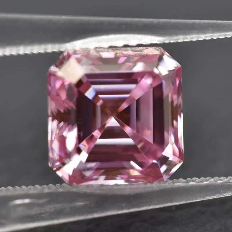 

Moissanite Stone Sakura Color Asscher Cut VVS1 For Advanced Jewelry Material Pass Diamond Tester With Comes With GRA CertificaN