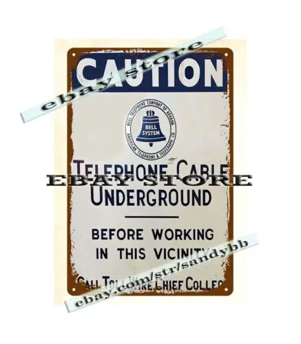 CAUTION TELEPHONE CABLE UNDERGROUND metal tin sign wall posters-Aluminum