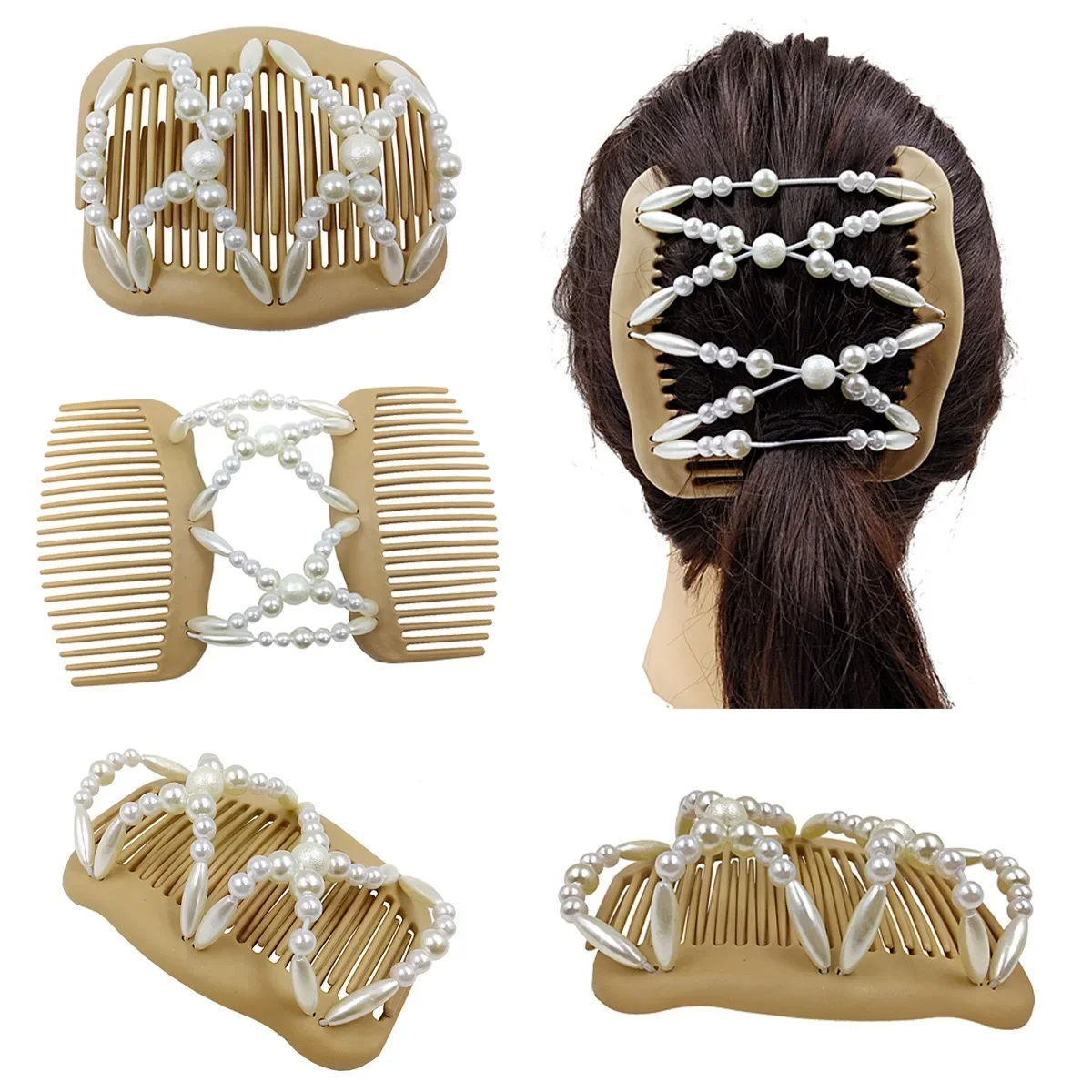 Vintage Creative Magic Hair Comb para Mulheres, Corda Elástica Disco, Headwear, Clip, Acessórios de Moda