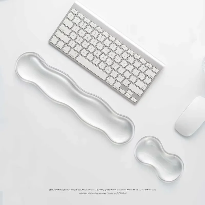 Silicone Transparent Keyboard Mouse Wrist Rest Ergonomic Wrist Rest Mouse Pad Set For Office Home Desk Laptop Computer Wrist Mat