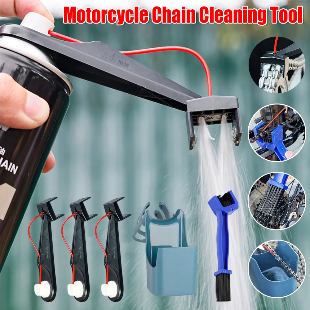 No Splash Motorcycle Chain Oiler Tool Kit CYLION with Drip Catcher Cleaning Brush Reusable for Bike Motorcycle Chain Care