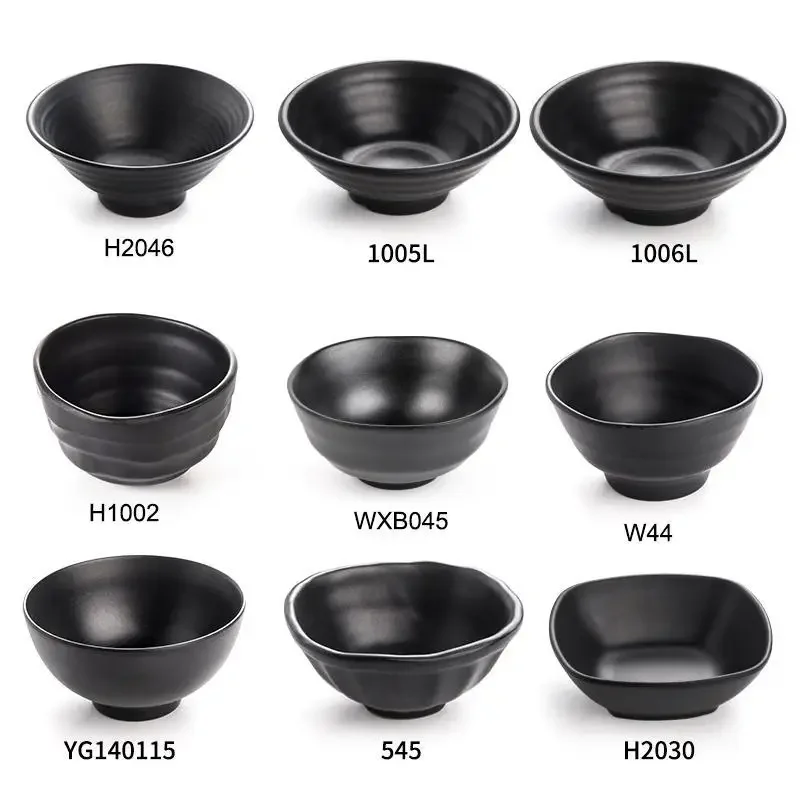 A5 Melamine Bowl Japanese Style Frosted Noodles Bowl Mini Bowl Hot Pot Noodle Hotel Tableware Black Ramen Rice Soup Bowl