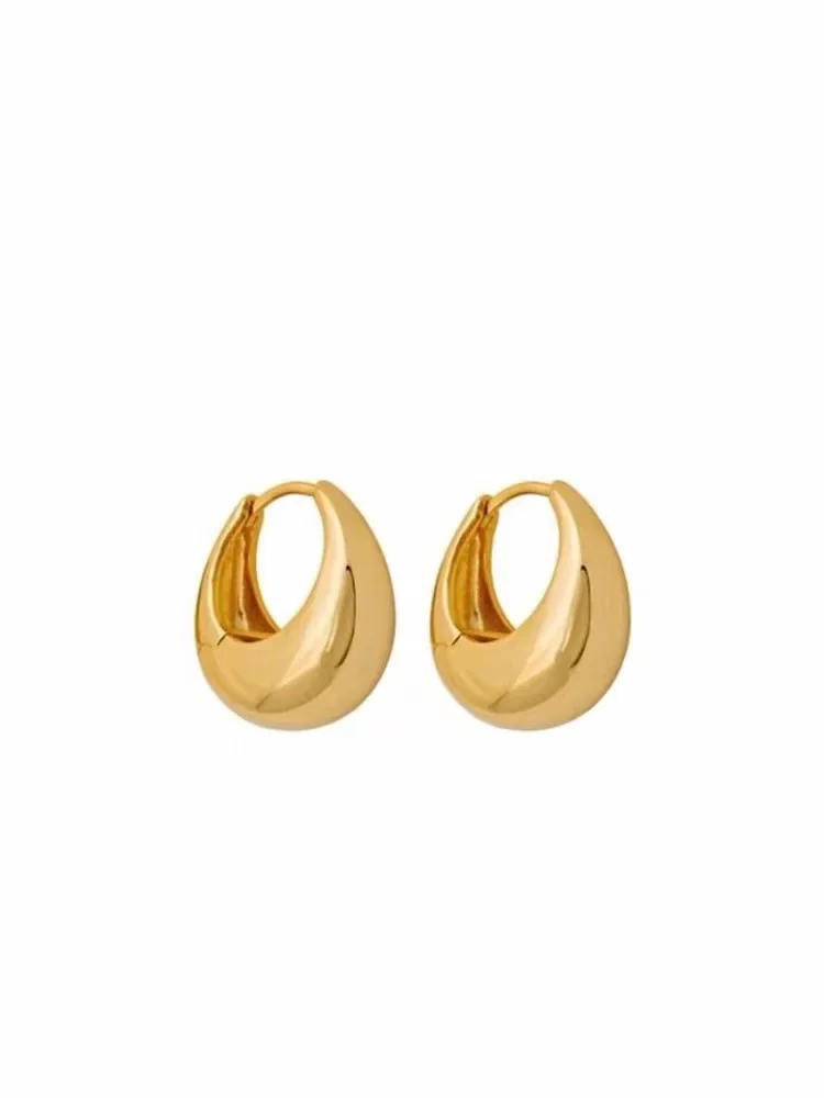 2023 Chunky Gold Hoop Earrings Gold Plated Stud Half Hoop Earrings for Women, Minimalist Jewelry Gift