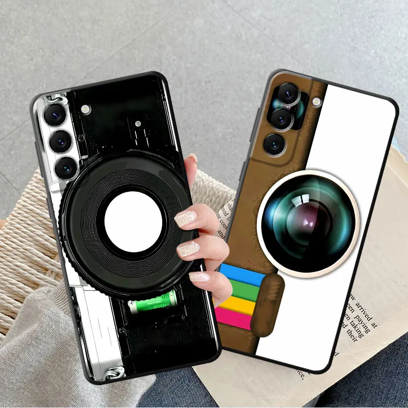 Retre Camera Phone Case for Samsung Galaxy S21 FE S21 5G S23 Ultra S20 S22 Plus S24 Ultra S24 Plus Bag Matte Silicone Cover