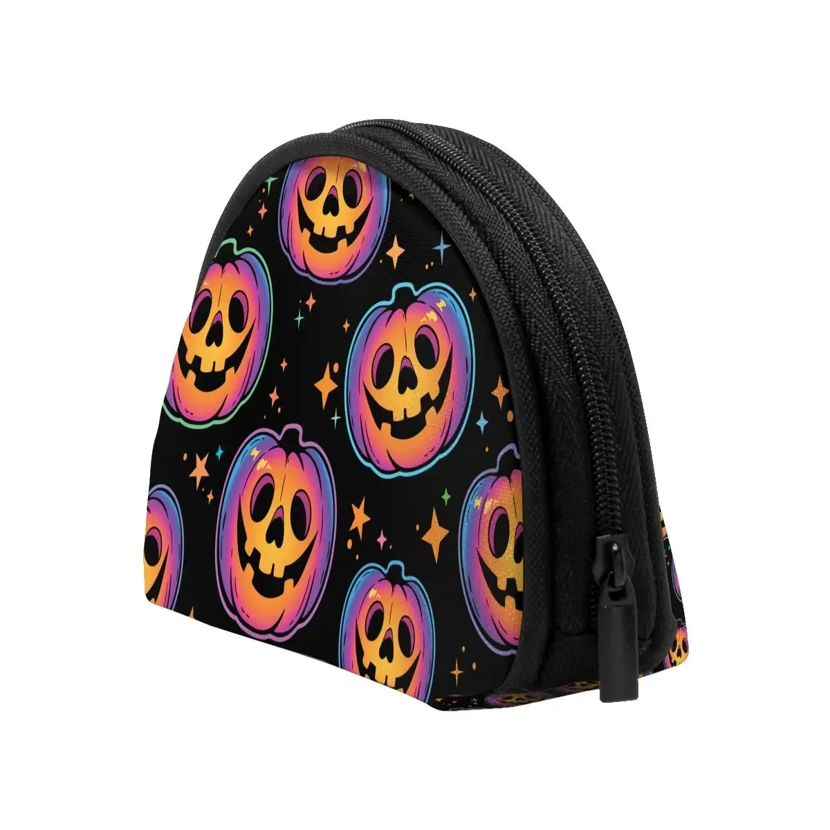 Monedero de calabazas de Halloween para mujer, fresco y colorido, para compras, bolso plateado portátil, Mini tarjeta de crédito de viaje