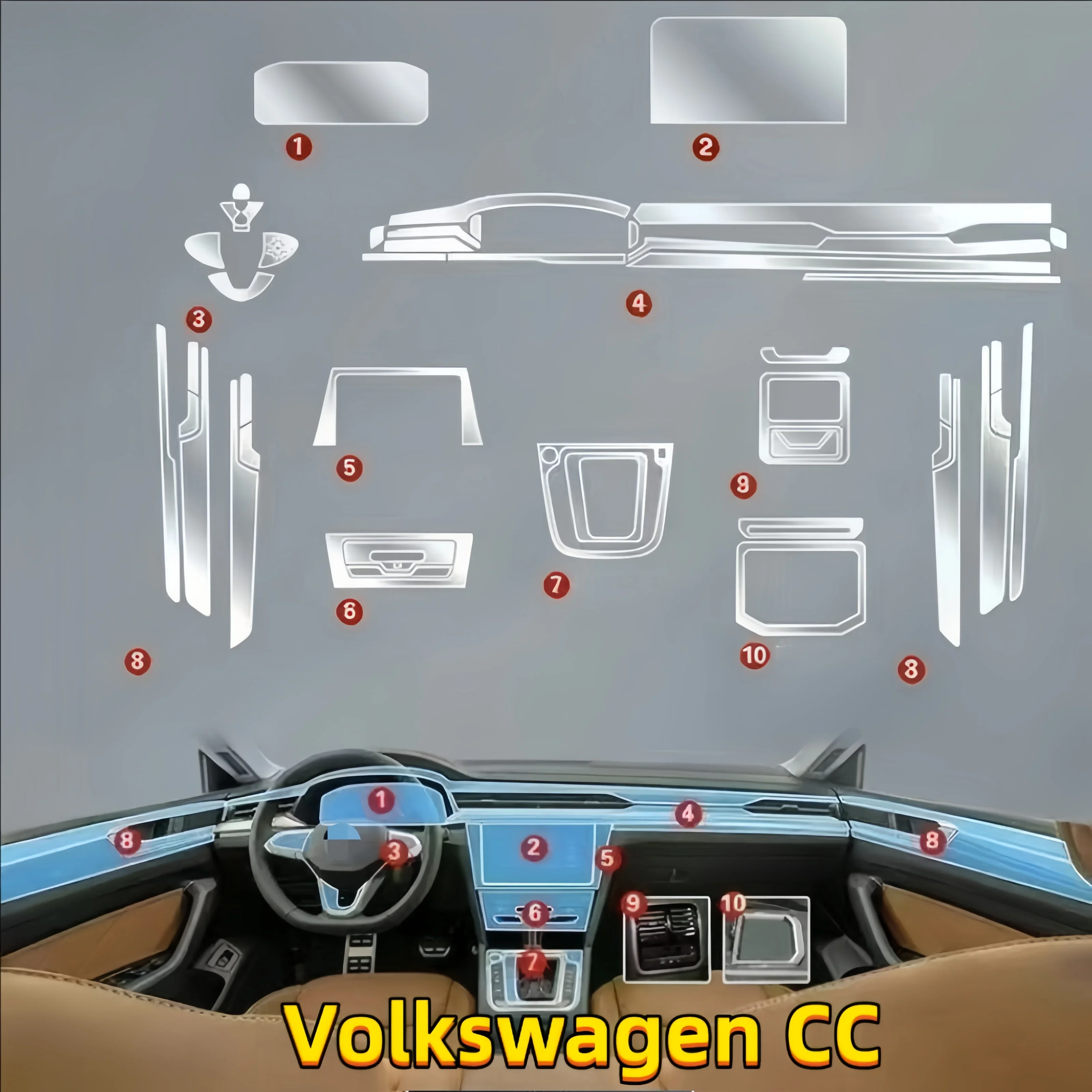 for 21-23 Volkswagen CC interior transparent protective film anti-scratch gear shift high-definition screen modification film