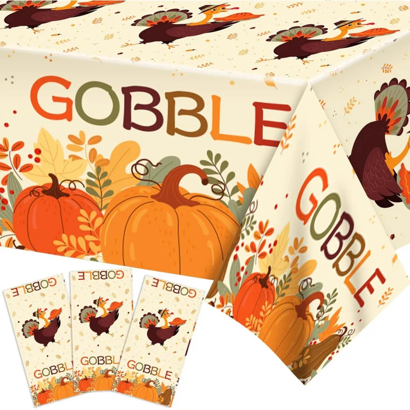 3 funny Thanksgiving tablecloths for autumn harvest Türkiye maple leaf party 60X120IN