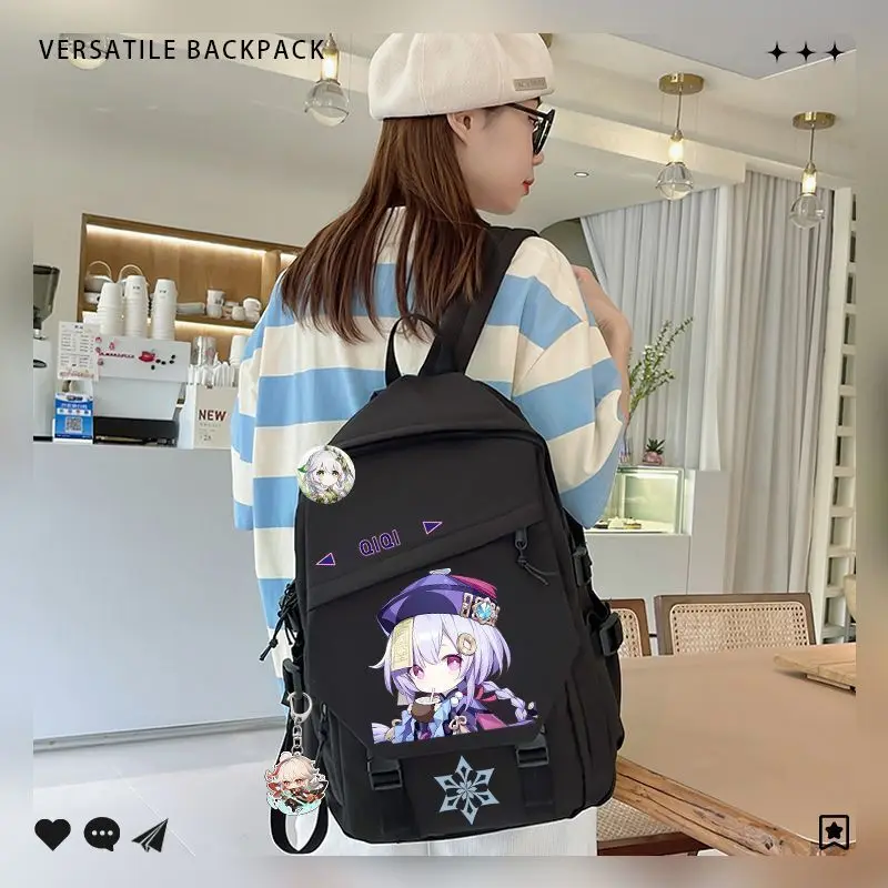 Genshin Impact Collaboration Raiden Shogun Ganyu Large Capacity Middle And High School Students Anime Backpack For Girls Anime