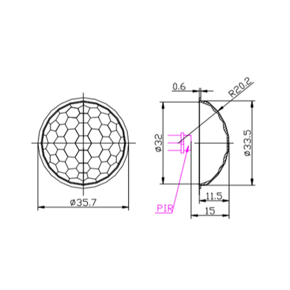 Fresnel lens Infrared induction 360° induction angle 10M distance PIR lens high sensitivity Infrared sensing of human body