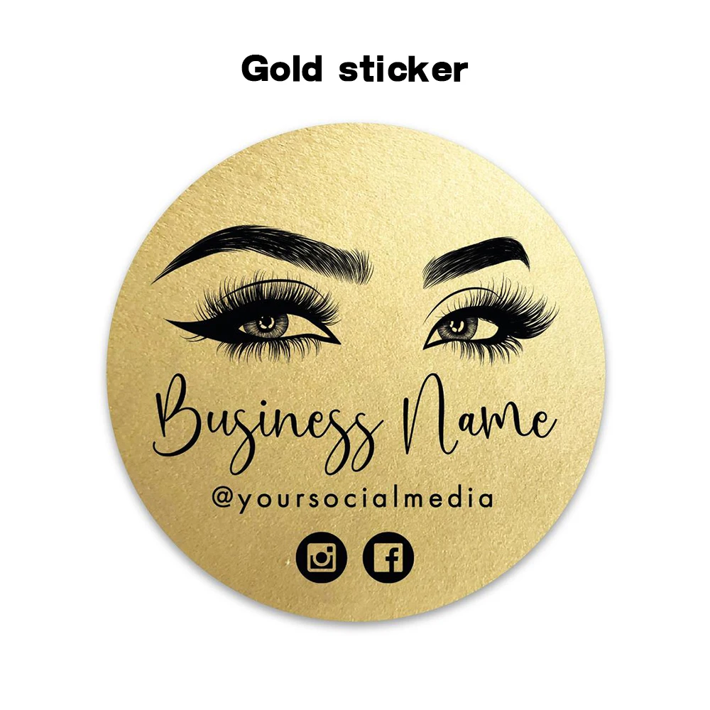 24PCS 40mm Custom Logo Design Modern Logo Sticker Business Lash Extensions Elegant Makeup Artist Logo Eyelashes Your Text Here