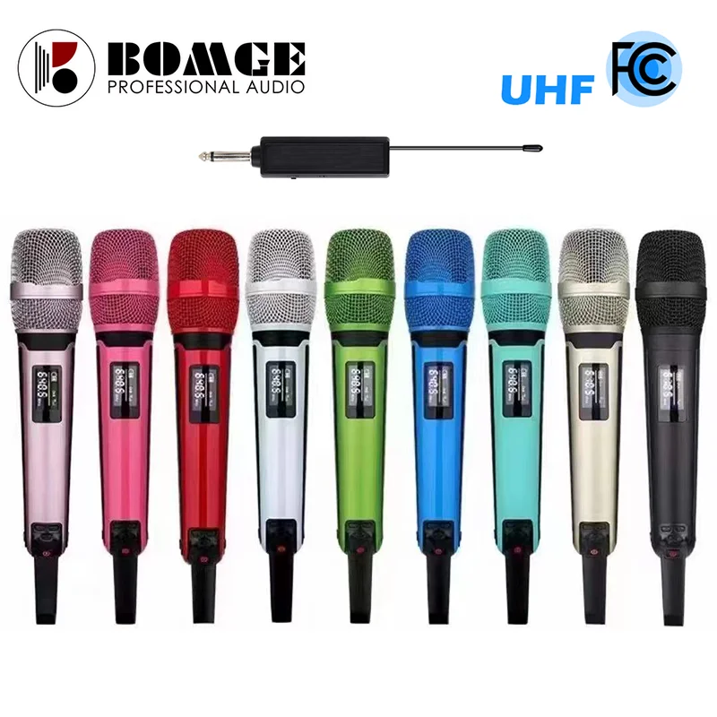 BOMGE 2 metal handheld UHF SKM9000 wireless microphones are used to record karaoke school party church stage EW135G4.