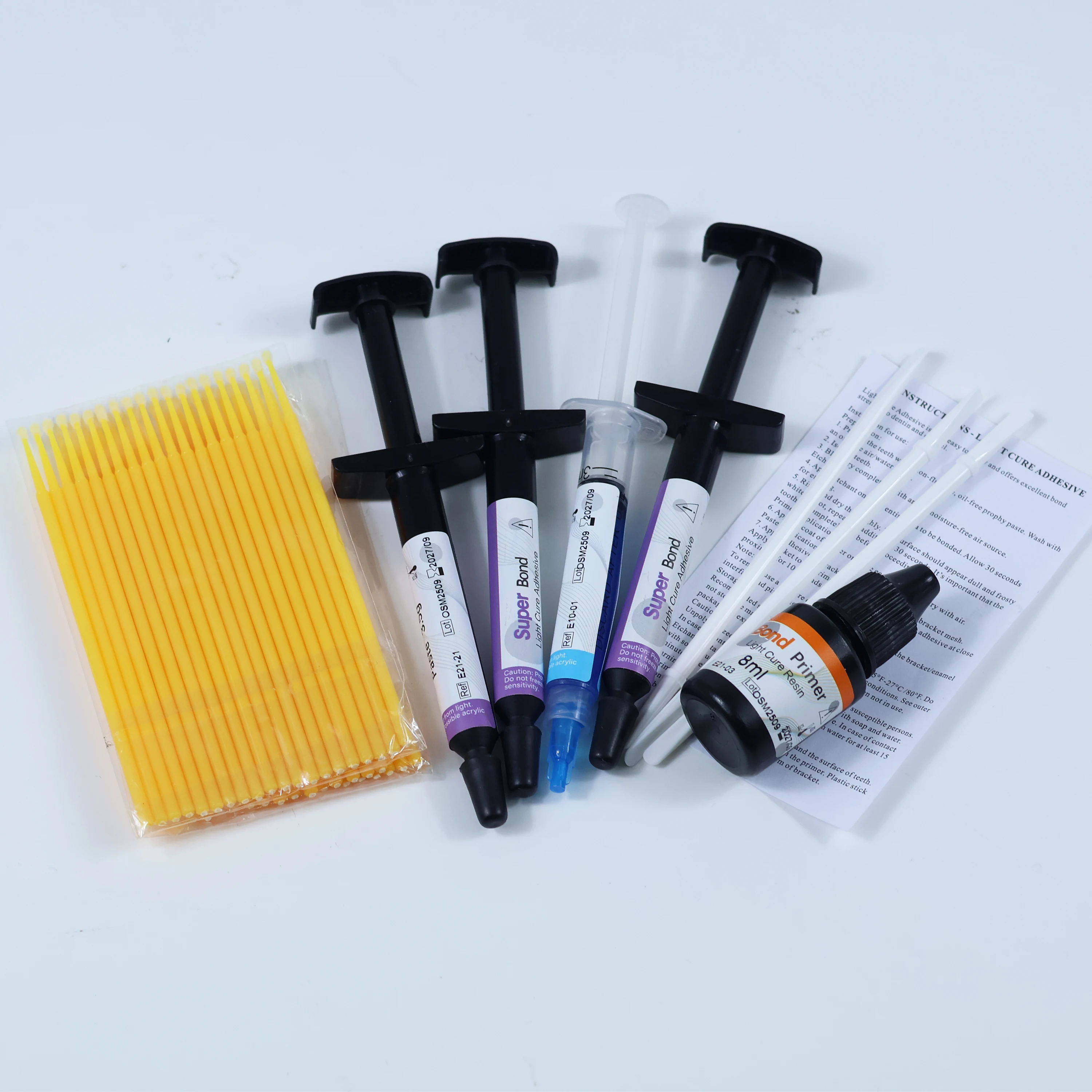 Dental Orthodontic Adhesive Light Cure Glue Kit Blue Glue Green Glue Paste Primer Etching Invisible Bonding For Brackets Braces