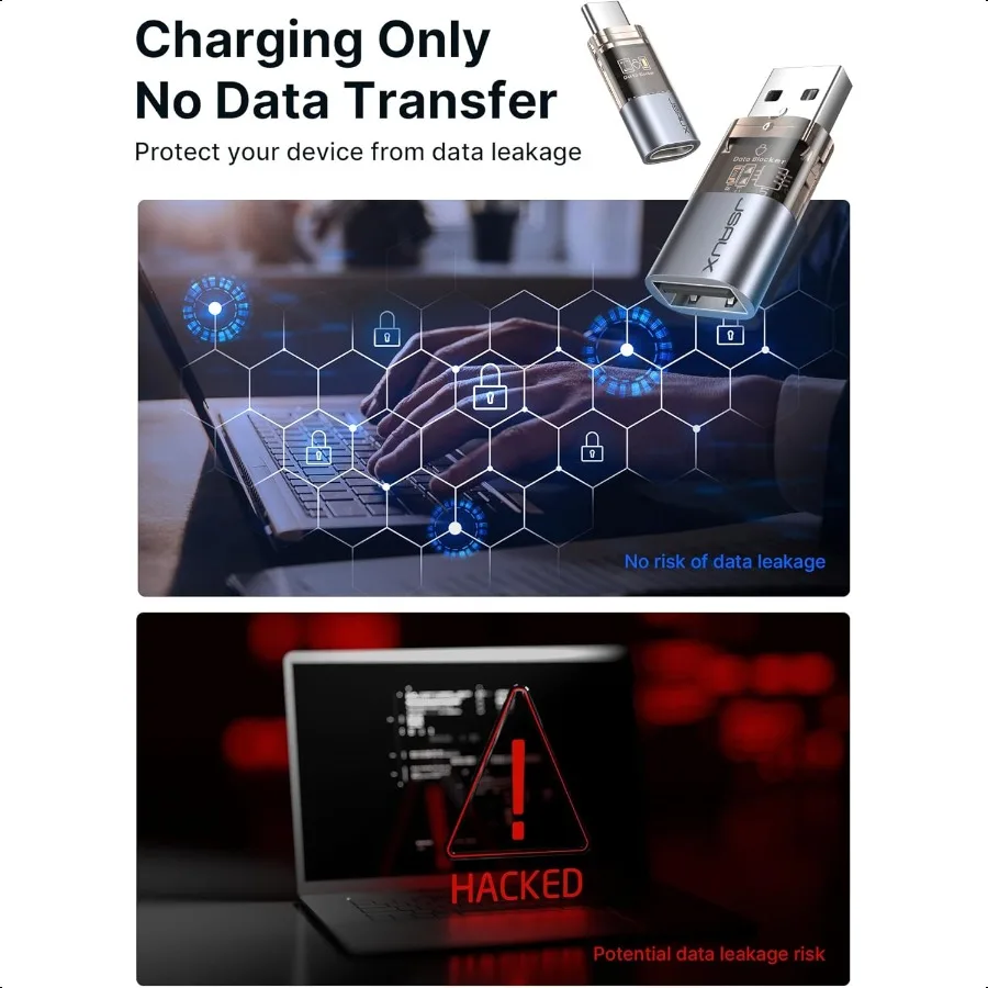 مانع بيانات USB ومانع بيانات USB C 4 عبوات مانع بيانات شفاف من النوع A والنوع C فقط للحماية من الشحن من العصير