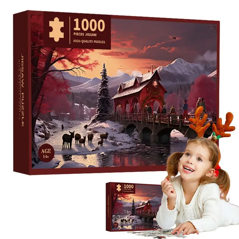 Christmas Jigsaw Puzzles Advent Calendar 2024 Countdown Calendar 1000Pcs Puzzles Game Surprise Gift Box For Kids Adults