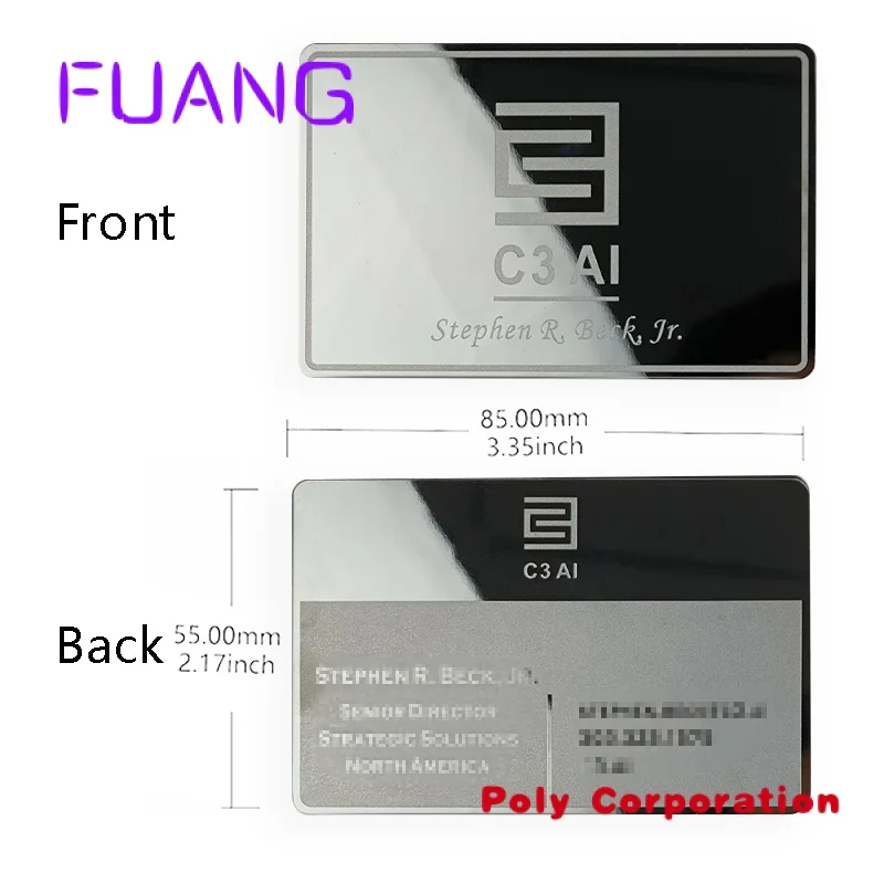 

Custom Wholesale Cheap custom Engraved Stainless Steel Laser Cut Name black silver Metal Business Card luxury Blank