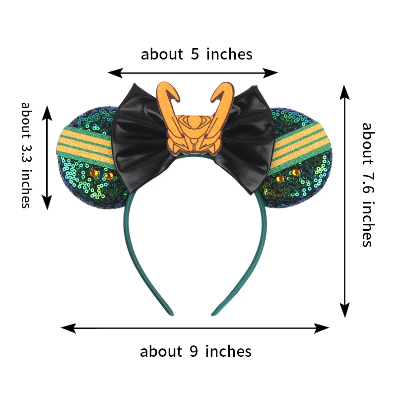 Pixar Brave Ears Headbands for Women Disney Mickey Mouse Hair Accessories Girl Green Sequins Bow and Arrow Hairband Kids Gift