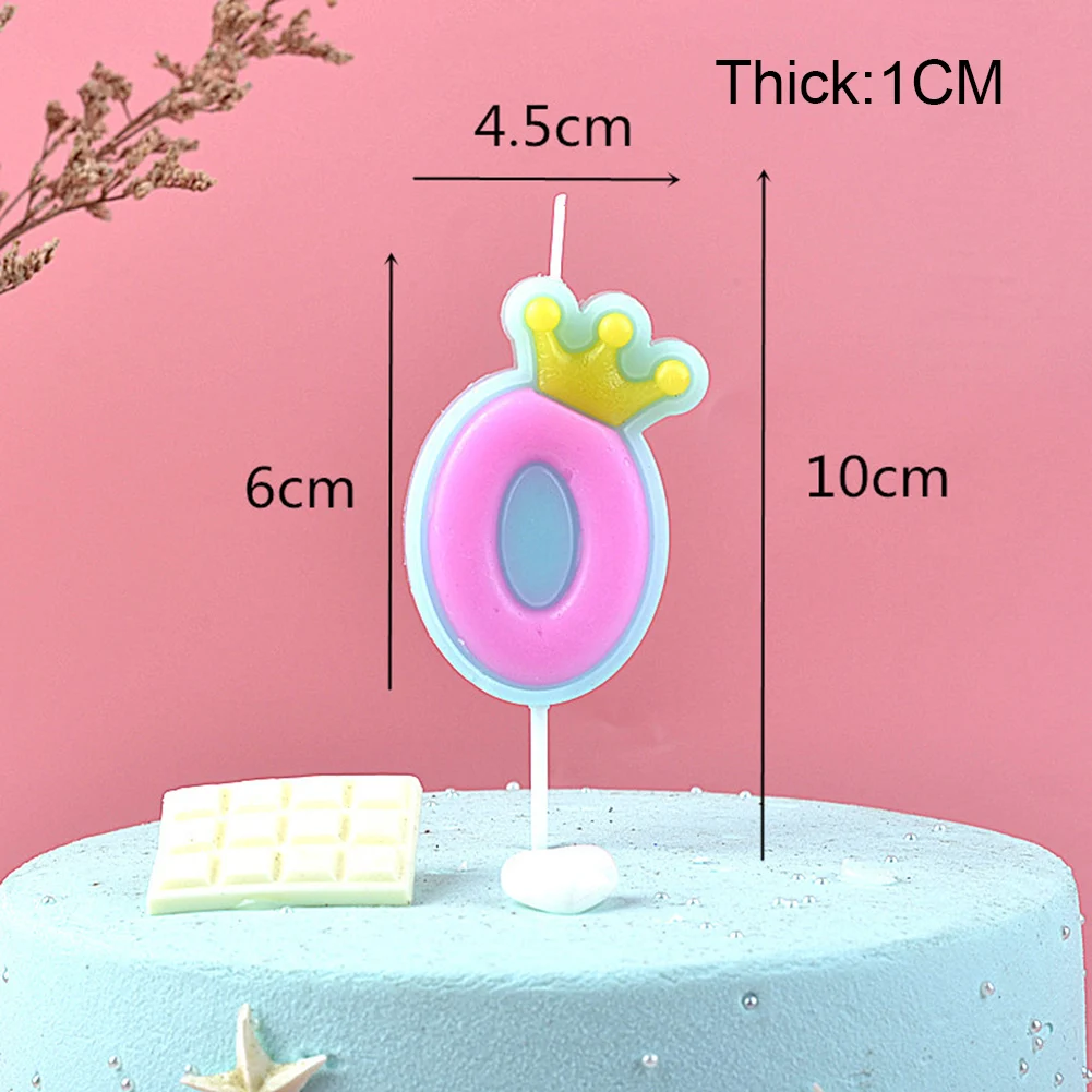 1 Pcs Cute Candy Color Happy Birthday Number Candles 0-9 For Kids Adult Girls Birthday Party Crown Candles Cake 2022 New