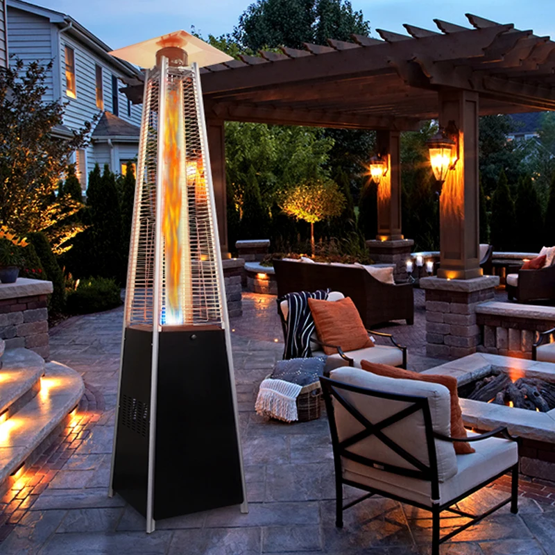 Heavy-Duty Portable Gas Fire Pit Home Patio Stand With Triangle Flame Heater For Outdoor Living
