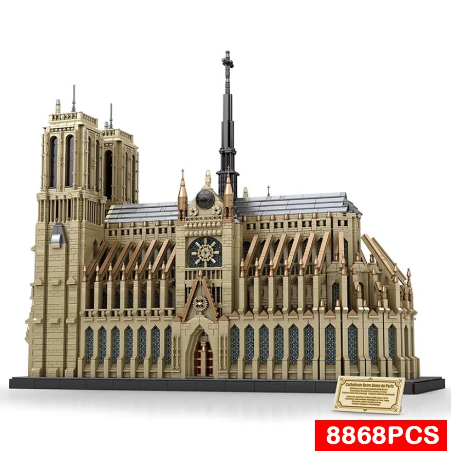 66016 World Architecture Building Blocks Giant Notre Dame Cathedral Gothic Architecture 8868pcs High simulation MOC Toy Gift