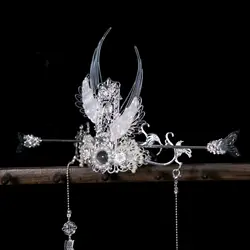 Chinese Headwear Handmake Double Wings With Two Hairstick And Long Ribbon Hair Accessories