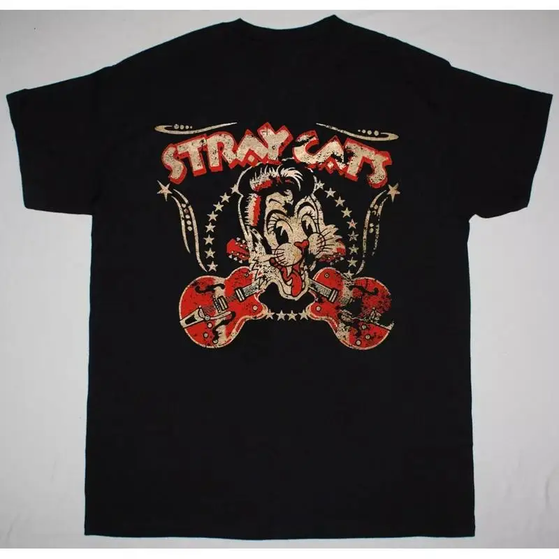 

Винтажная эксклюзивная черная забавная футболка всех размеров Stray Cats