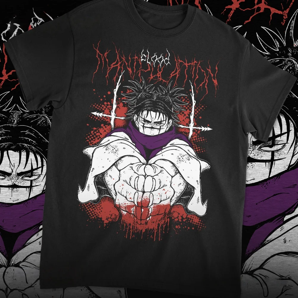 

Новая футболка с графическим принтом аниме Jujutsu Kaisen Choso Blood, 100% хлопок, оверсайз, унисекс, Y2k, мужская, с коротким рукавом, круглым вырезом, высокое качество