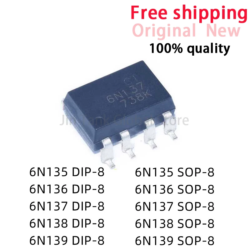 10pcs/lot 6N135 6N136 6N137 6N138 6N139 DIP-8 6N135S 6N136S 6N137S 6N138S 6N139S SOP-8 Optocouplers