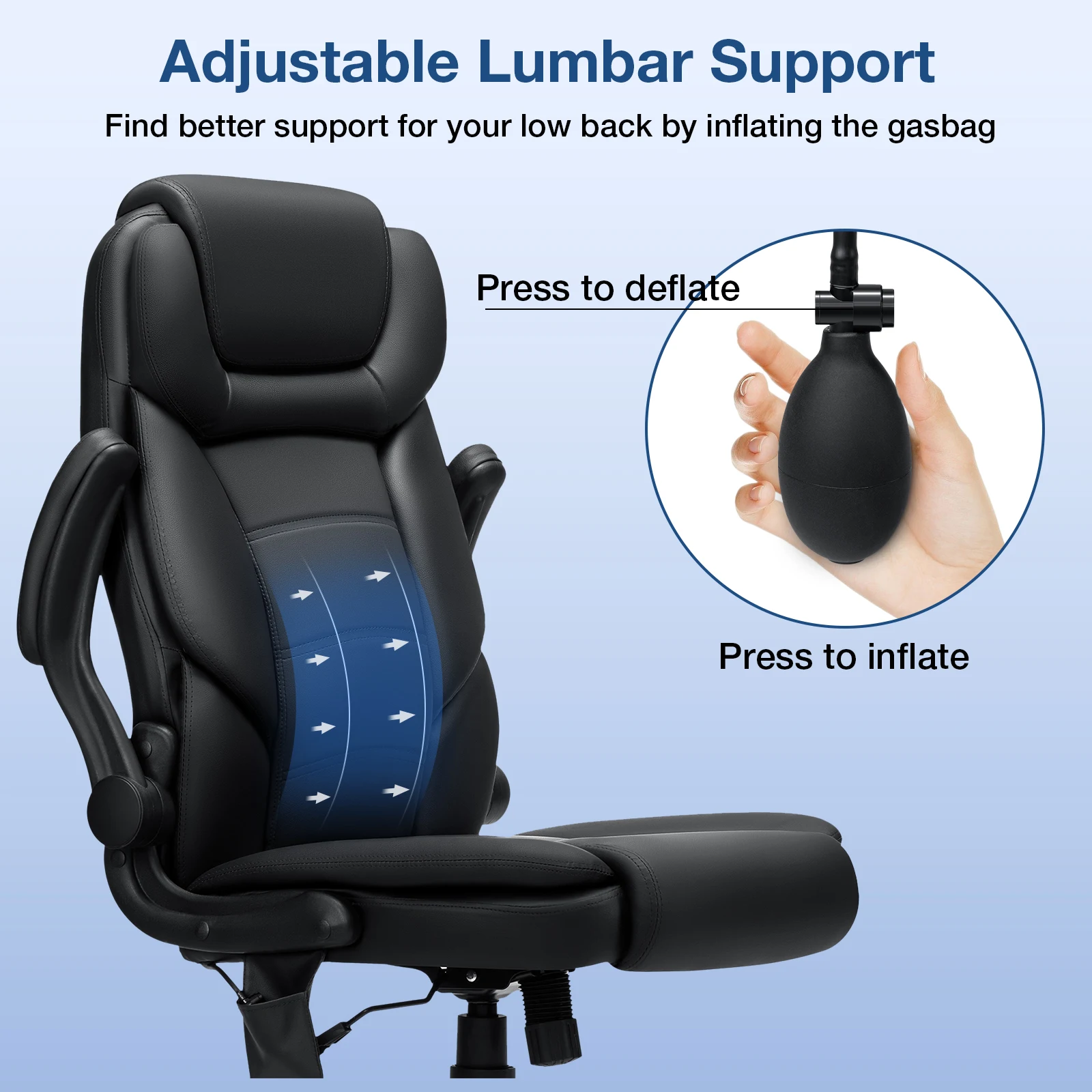 Office Chair Ergonomic High Quality Leather Adjustable Height Reclining Backrest Orthopedic Inflatable Recliner Gaming Chair