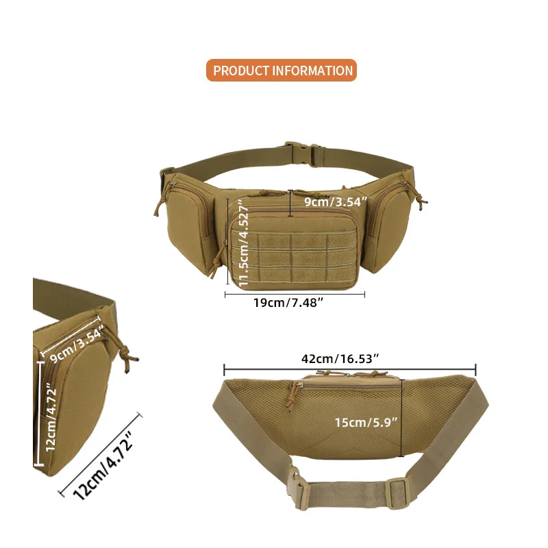 Men's Outdoor Multi-Functional Tactical Waist Pack Hidden Gun Holster Durable Sports Chest Bag Crossbody Organizer